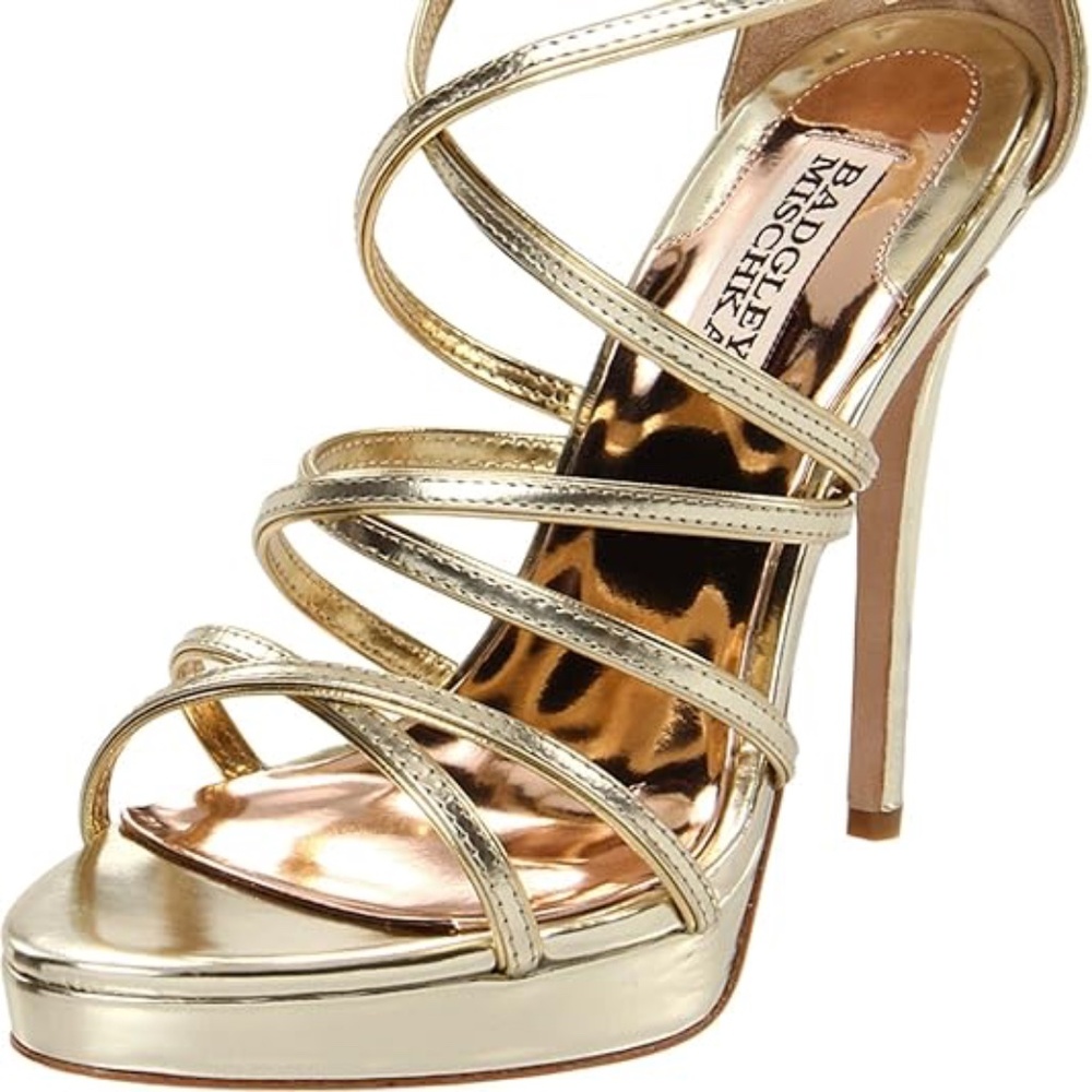 Badgley Mischka Metallic Gold Strappy Heels